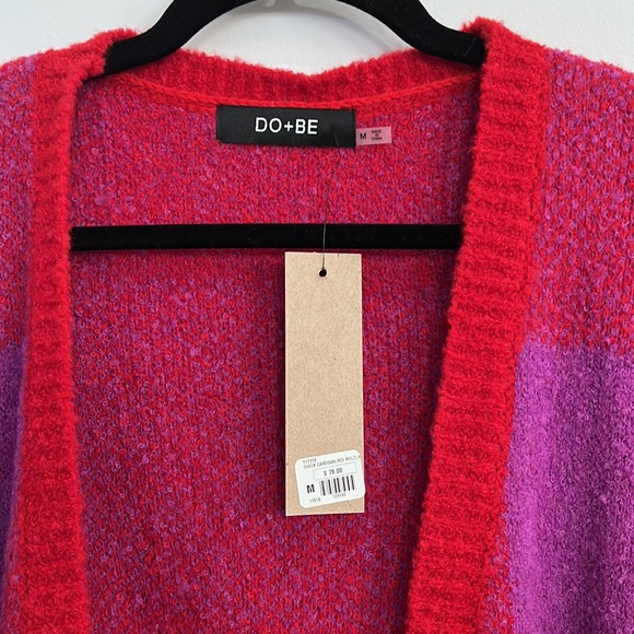 Red and magenta buffalo plaid cardigan - Picture 2 of 4